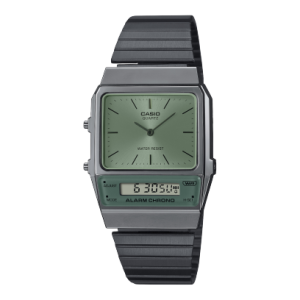 reloj casio vintage analogo digital alarma/crono verde
